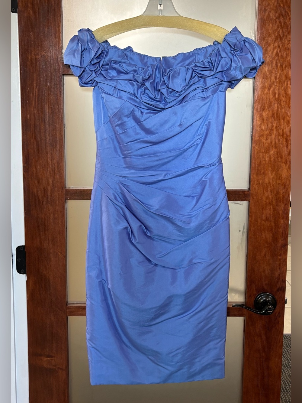 Marisa Baratelli Off-Shoulder Midi Dress in Periwinkle Blue